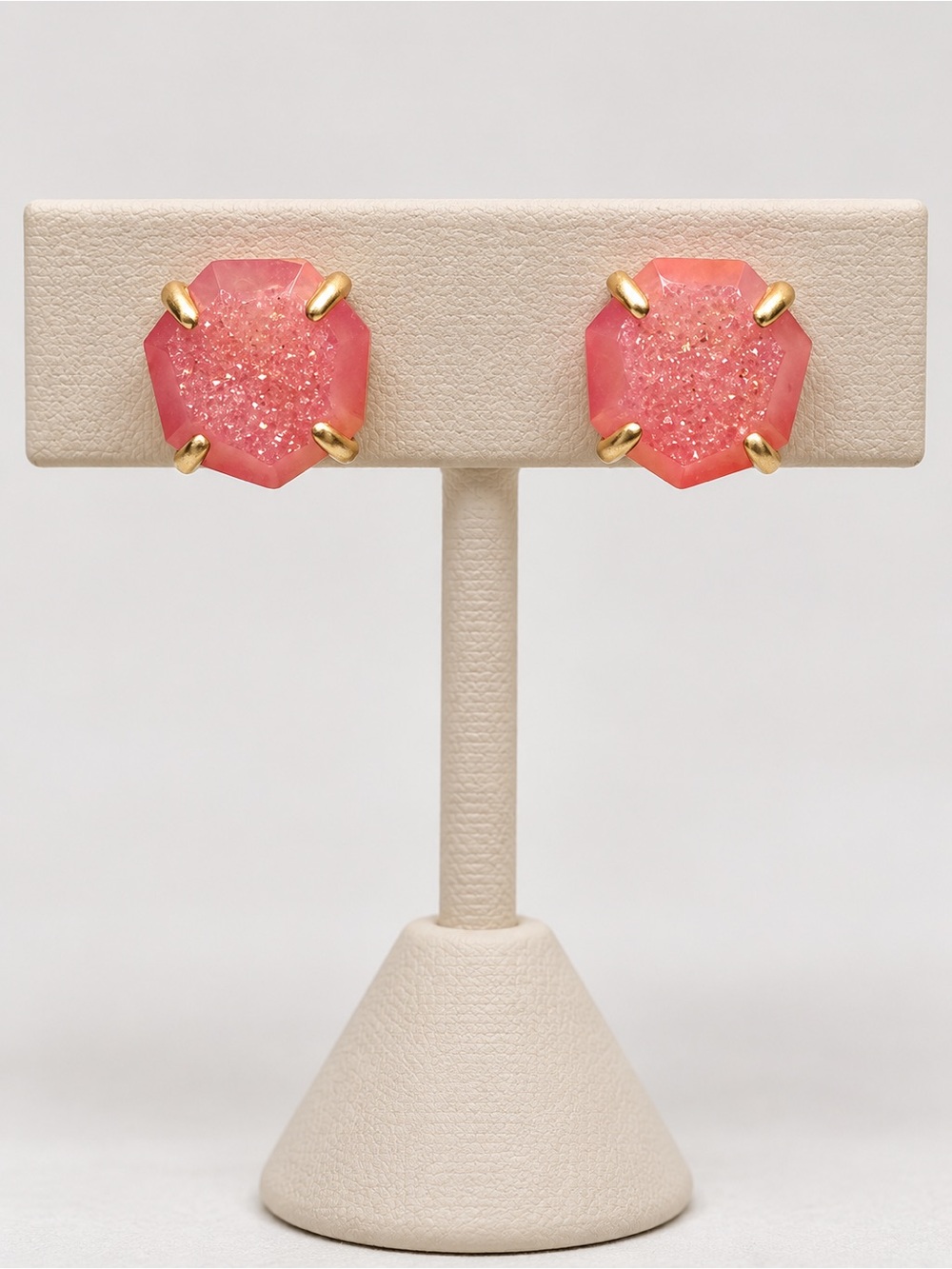 Kendra Scott Ryan Pink Druzy Hexagon Stud Earrings